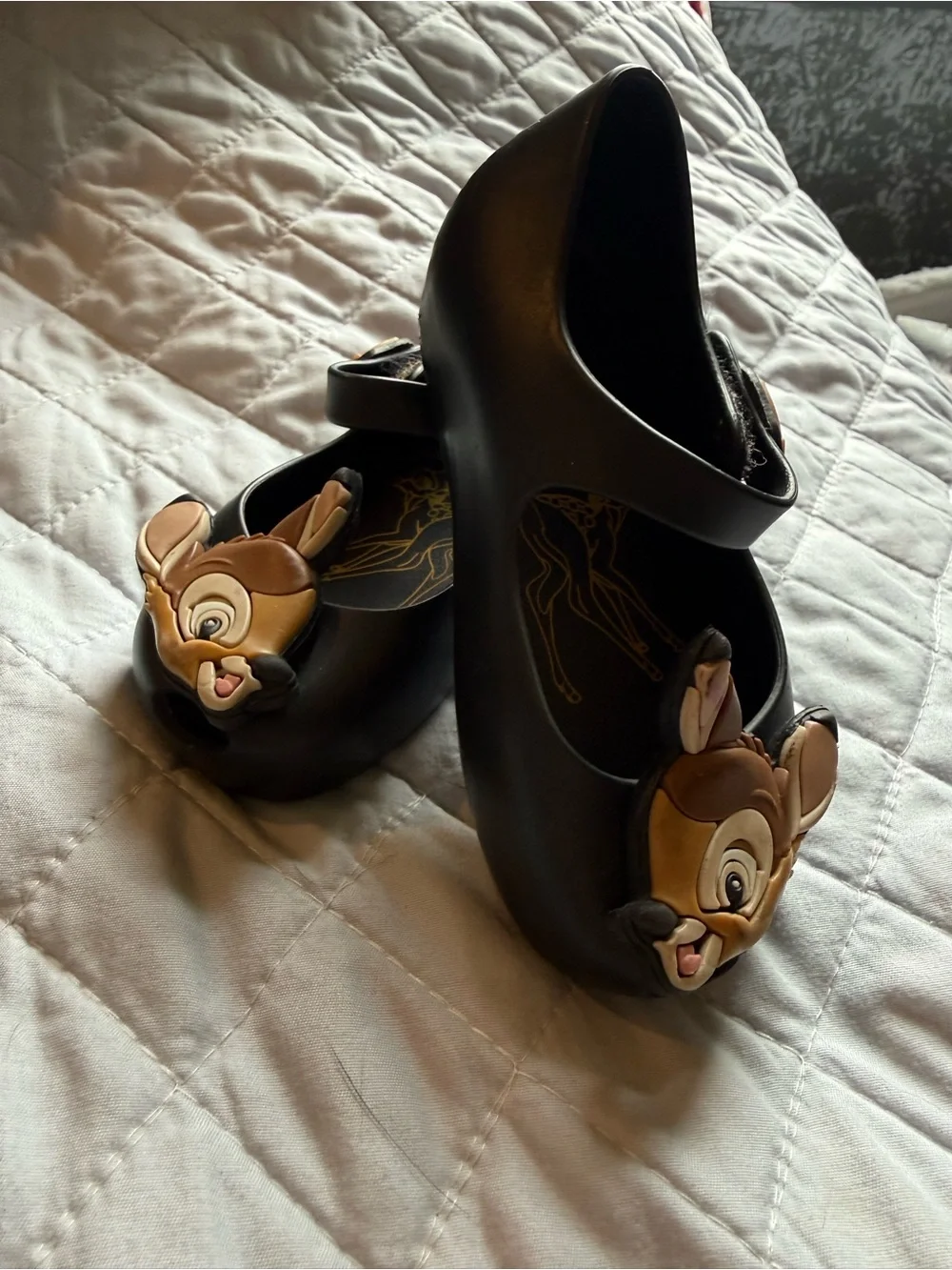 Mini Melissa Black Kids Mary Jane Shoes with Bambi Character